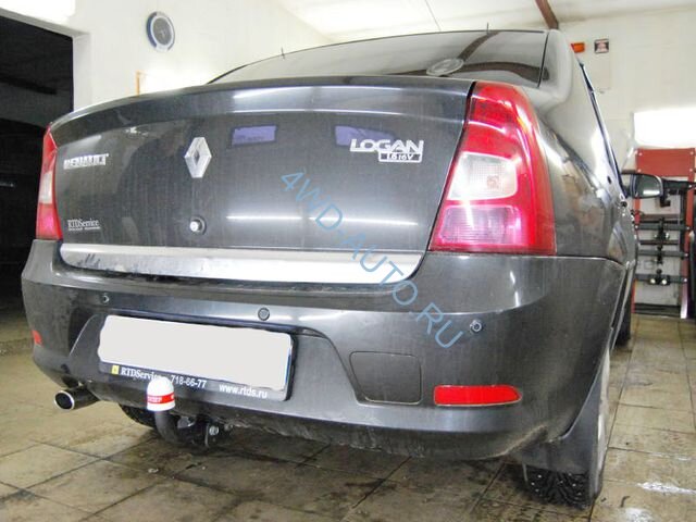 Фаркоп Трейлер 9010 Renault Logan седан 2004-2014.  Без снятия и подрезки бампера. Тип шара: A. Нагрузки: 950/50 кг.