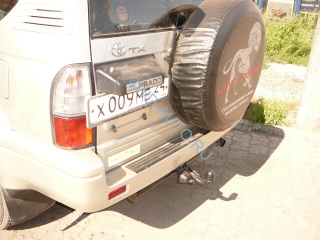 Фаркоп Балтекс Y-12 на Toyota Land Cruiser 95 Prado 1996-2002 без подрезки бампера. Тип шара: A. Нагрузки: 800/50 кг.