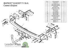 Фаркоп Leader Plus F118-A для Ford S-MAX (WA6) 2006-2015, Ford Galaxy 2006-2015. Требуется вырез в бампере. Нагрузки: 1300/75 кг.