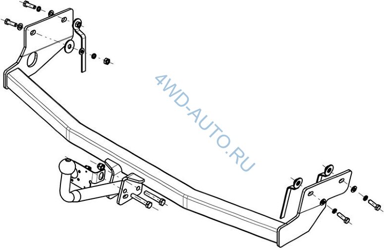 Фаркоп Avtos FD 14 для Ford Focus I универсал 1998-2004. Без подрезки бампера. Тип шара: A. Нагрузки: 1250/75 кг.  