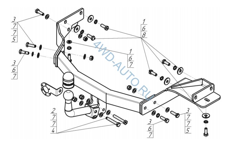Фаркоп Motodor 91008-A на Kia Sorento, Hyundai Santa Fe с 2020 г/в