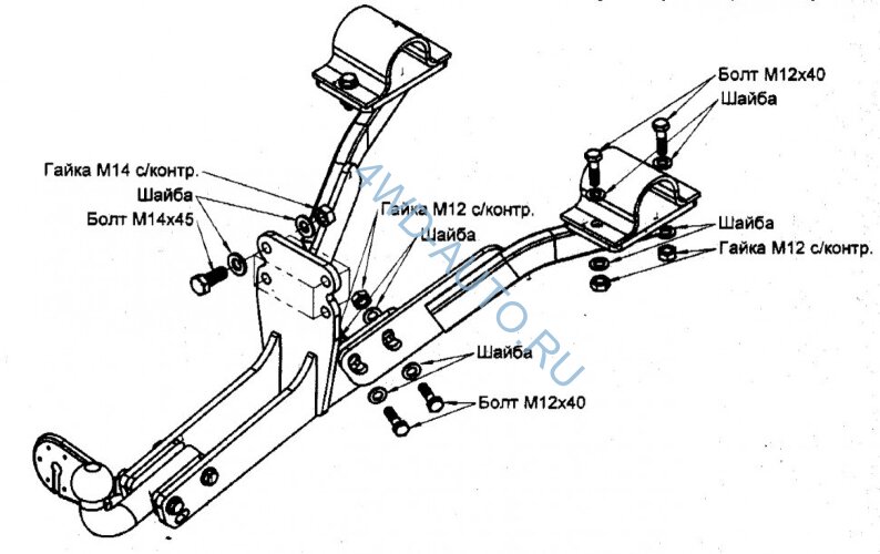 Фаркоп Bosal 5608-A на ГАЗ-3302, ГАЗ-33023 с 1995 г/в (33023 фермер с двойной кабиной),не подходит для удлиненной базы
