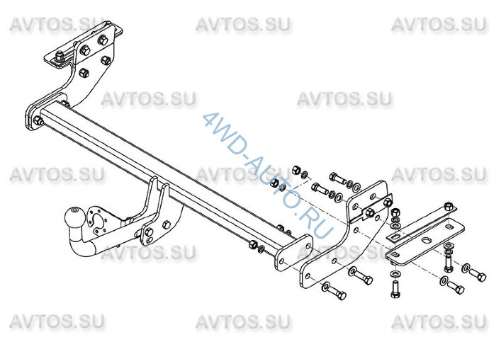Фаркоп AVTOS FD 33 Фаркоп на Ford Mondeo седан 2015-. Без выреза в бампере. Тип шара: A. Нагрузки: 2000/75 кг.  