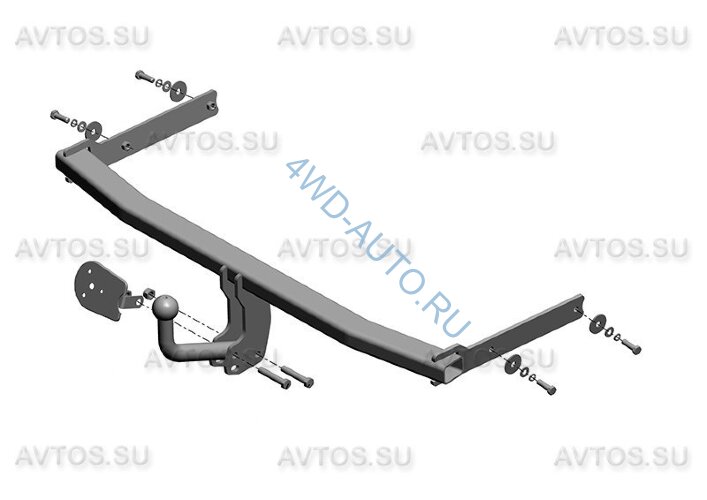 Фаркоп Avtos VW 25 для Volkswagen Golf V хетчбек 2003-2008, Volkswagen Golf V Plus 2005-2008, Volkswagen Golf VI хетчбек 2008-2013, Volkswagen Golf VI Plus 2008-2014 требуется подрезка бампера. Тип шара: A. Нагрузки: 1250/75 кг