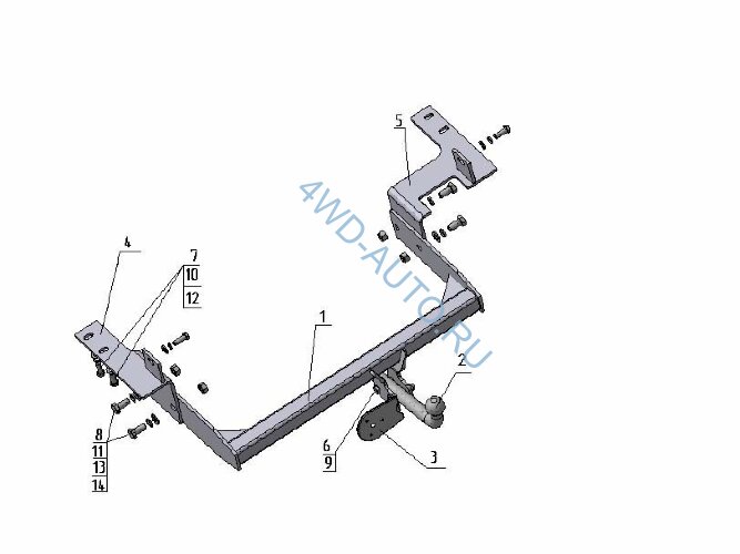 Фаркоп Avtos HY 17 для Hyundai Starex 4WD 1997-2008, Hyundai H1 4WD 1997-2008. Без подрезки бампера. Тип шара: A. Нагрузки: 1200/75 кг. Электрика в комплекте.