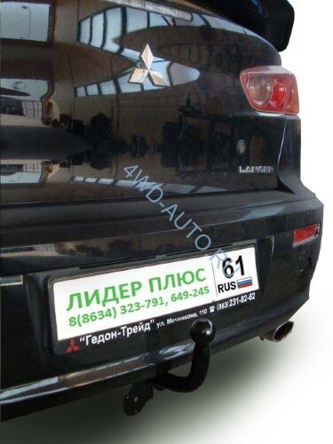 Фаркоп Leader Plus M112-A Mitsubishi Lancer X седан 2007-2012 без выреза бампера. Нагрузки 1200/75 кг.