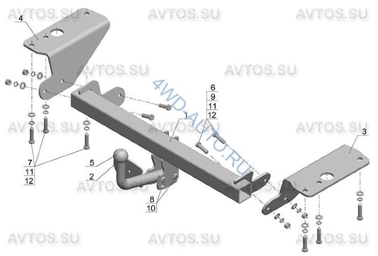 Фаркоп Avtos TY 18 для TOYOTA Corolla  2007-2013