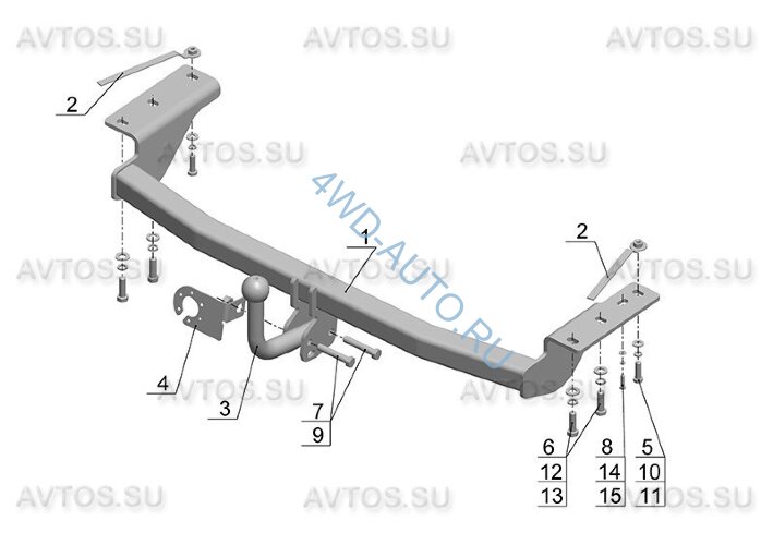 Фаркоп Avtos TY 30 для TOYOTA Corolla (E 12) 2002-2007 универсал