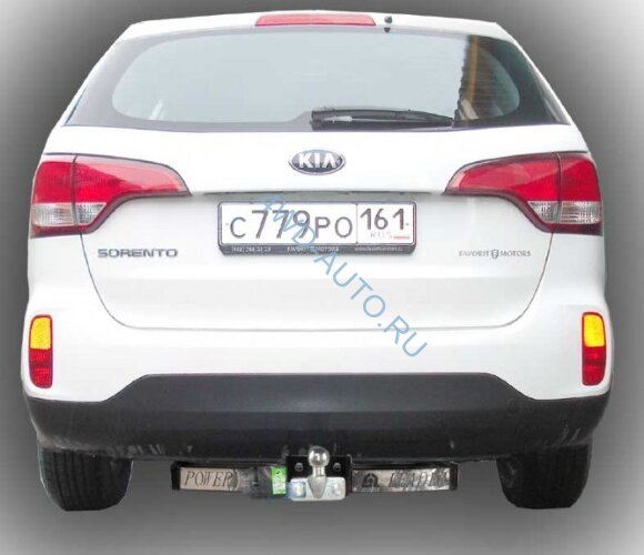 Фаркоп Leader Plus H224-F(N) Hyundai Santa Fe (DM) 2012-.../ Kia Sorento 4 (XM FL) 2012-... (с нерж. пластиной).  Без выреза в бампере. Нагрузки 2000/100 кг.
