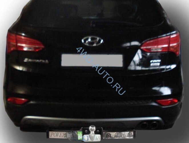 Фаркоп Leader Plus H224-F(N) Hyundai Santa Fe (DM) 2012-.../ Kia Sorento 4 (XM FL) 2012-... (с нерж. пластиной).  Без выреза в бампере. Нагрузки 2000/100 кг.