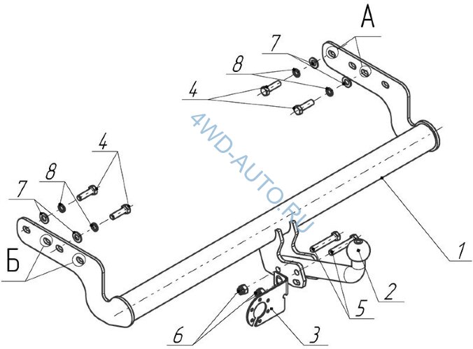 Фаркоп Avtos HY 01 для на Hyundai Accent ТагАЗ седан 2000-2012, Hyundai Accent седан, хетчбек 3/5 дверей (производства Корея) 2000-2006. Без подрезки бампера. Тип шара: A. Нагрузки: 1100/75 кг