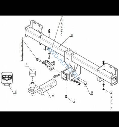 Фаркоп ТСС TCU00173 на Geely Tugella с 2020 г.в.