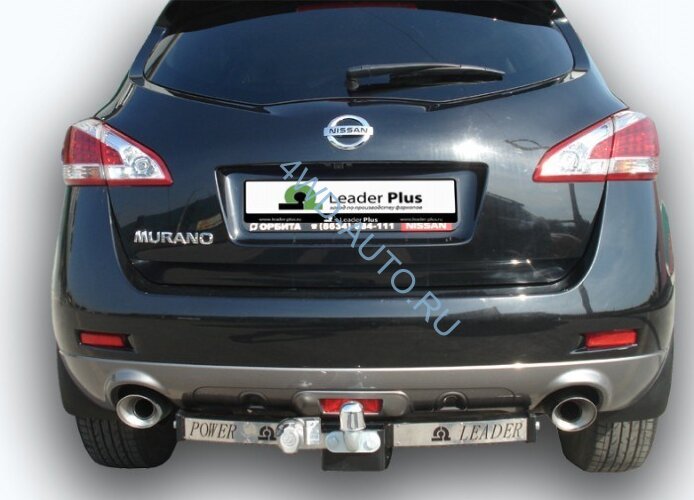 Фаркоп Leader Plus N118-F(N) Nissan Murano с 2010-2014 (с нержавеющей пластиной). Без выреза бампера. Нагрузки 2000/100 кг.