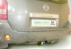 Фаркоп Leader Plus N108-F Nissan Pathfinder 3 2004-2014 г.в. Требуется подрезка бампера для авто с 2010 г выпуска (кузов R51) . Нагрузки 2000/100 кг.