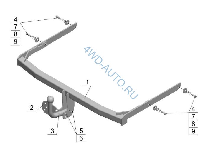 Фаркоп Avtos FD 21 для FORD Fusion 2002-2012 хетчбек (5д). Без подрезки бампера. Тип шара: A. Нагрузки: 900/50 кг